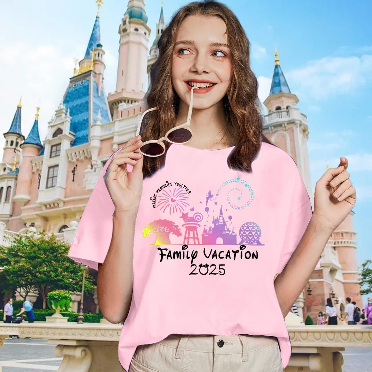 Family Vacation Shirts 2025 Family Matching Outfit Magical Animal Land Tshirt Family Trip Couples Travel Tops, Pink, XX-Large thumbnail 3