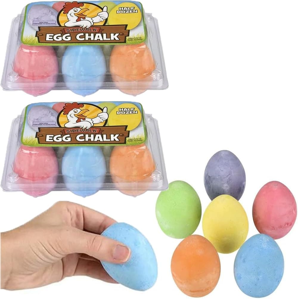 Chochkees 12-Pack Easter Egg Chalk, Sidewalk Chalk for Kids, Easter Basket Stuffers Gifts Fillers, Perfect For Easter Egg Hunt, Party Favors, 2.5" Inch — image 1