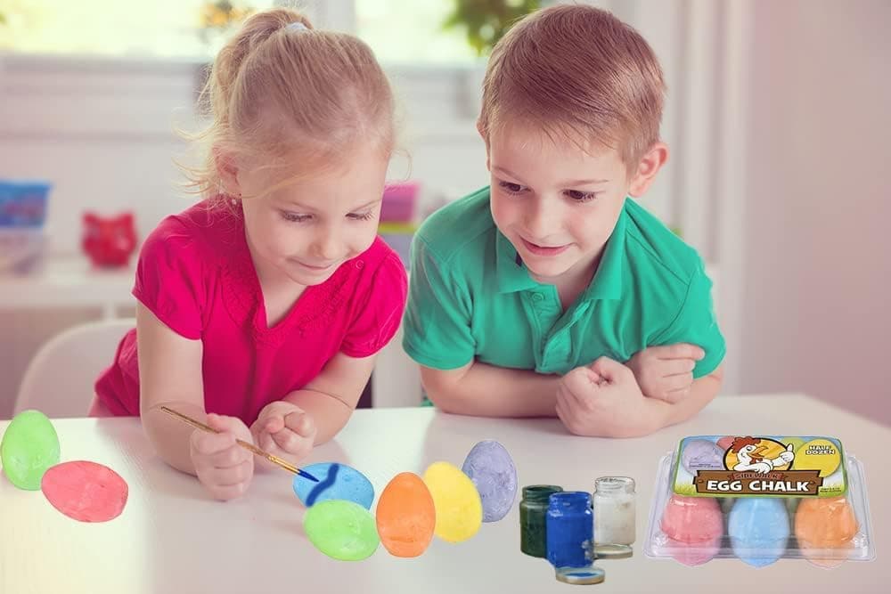 Chochkees 12-Pack Easter Egg Chalk, Sidewalk Chalk for Kids, Easter Basket Stuffers Gifts Fillers, Perfect For Easter Egg Hunt, Party Favors, 2.5" Inch thumbnail 4