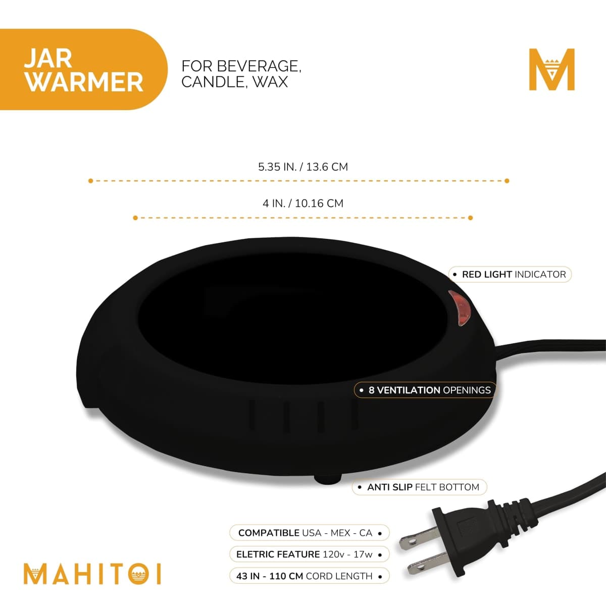 Durable Heavy Portable Large Warmer Safe Plate for Candle Jar & Mug Warmer, Space Black Pack thumbnail 2