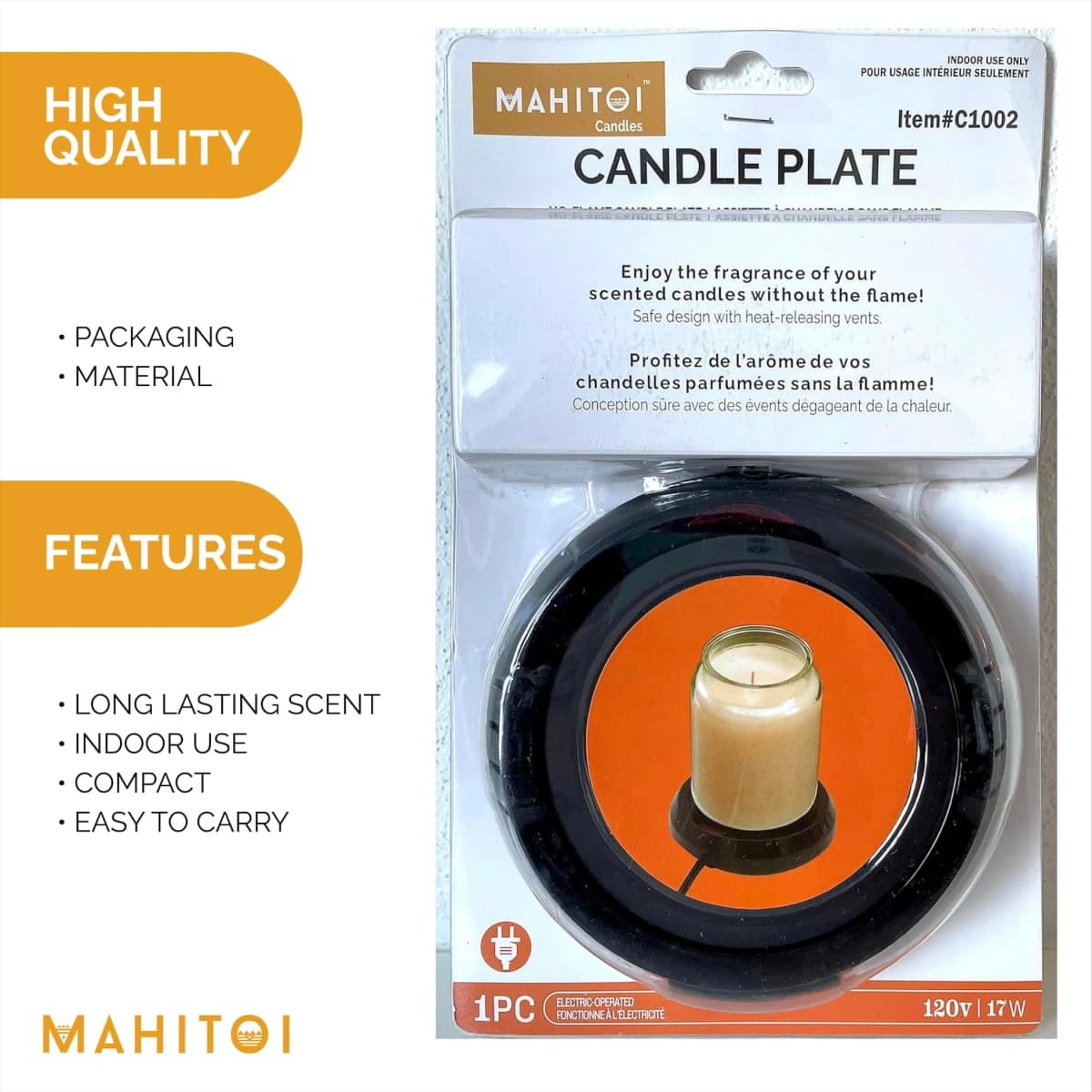 Durable Heavy Portable Large Warmer Safe Plate for Candle Jar & Mug Warmer, Space Black Pack thumbnail 3