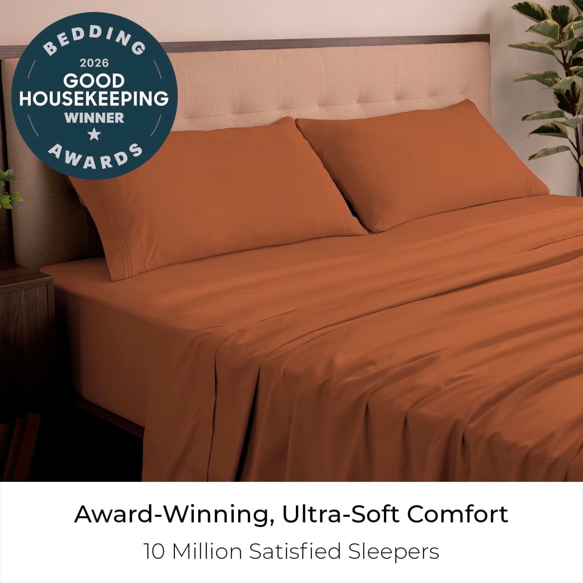 Mellanni King Sheets Set - 4 PC Iconic Collection Bedding - Hotel Luxury, Extra Soft, Cooling Bed Sheets - Wrinkle, Fade, Stain Resistant (King, Terracotta) thumbnail 2