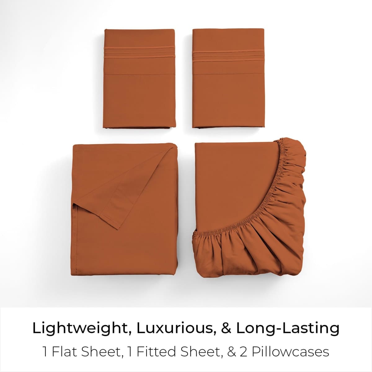 Mellanni King Sheets Set - 4 PC Iconic Collection Bedding - Hotel Luxury, Extra Soft, Cooling Bed Sheets - Wrinkle, Fade, Stain Resistant (King, Terracotta) thumbnail 3