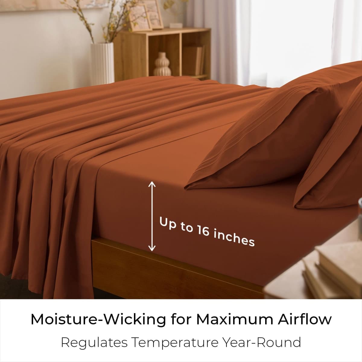 Mellanni King Sheets Set - 4 PC Iconic Collection Bedding - Hotel Luxury, Extra Soft, Cooling Bed Sheets - Wrinkle, Fade, Stain Resistant (King, Terracotta) thumbnail 4