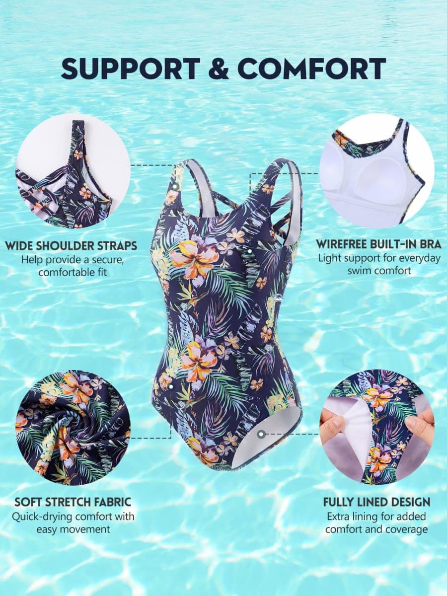 American Trends Bathing Suits for Women One Piece Swimsuits for Women Athletic Women's Recreational Swimwear thumbnail 3