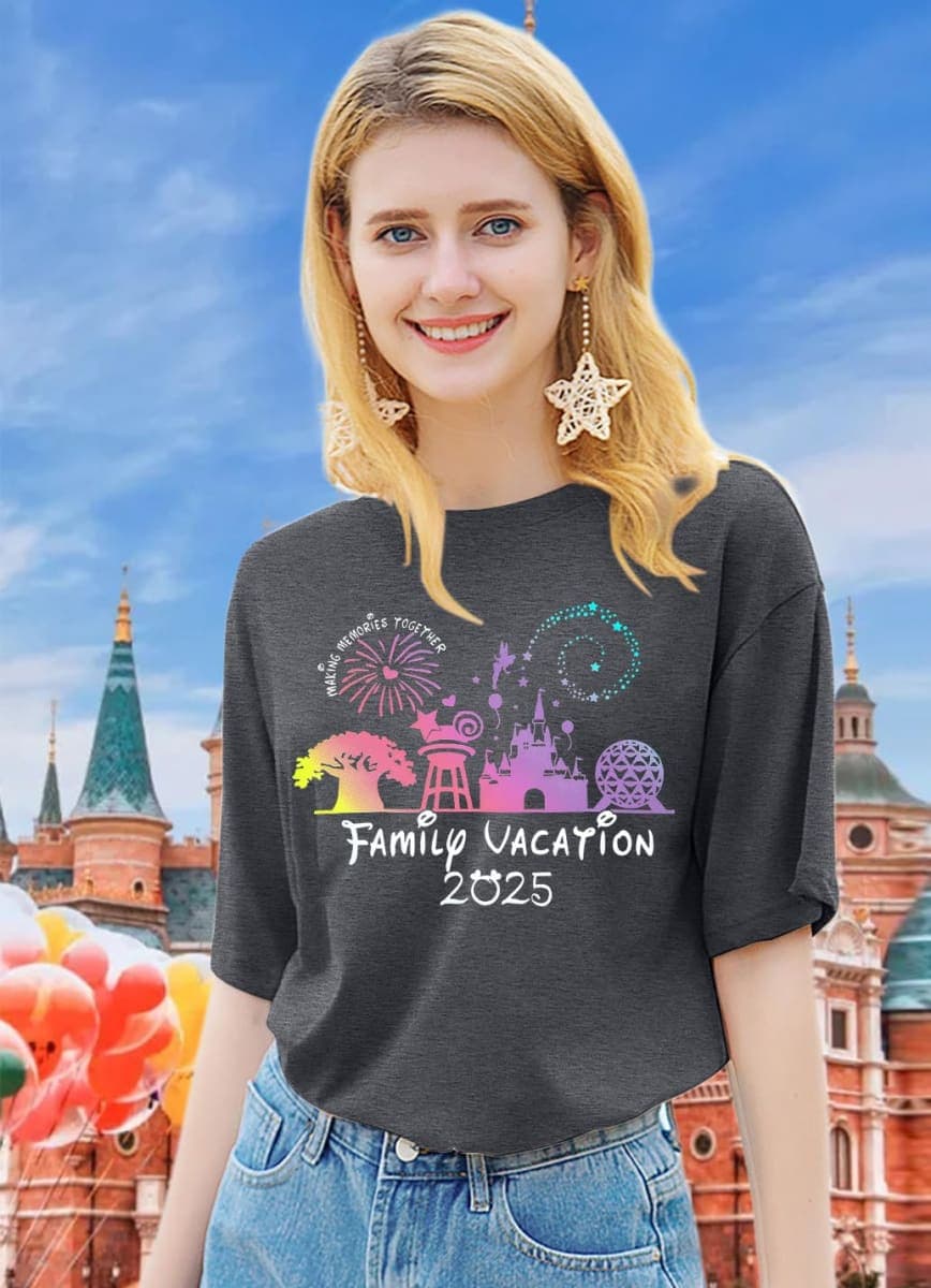 Family Vacation Shirts 2025 Family Matching Outfit Magical Animal Land Tshirt Family Trip Couples Travel Tops, Dark Grey, Medium thumbnail 2
