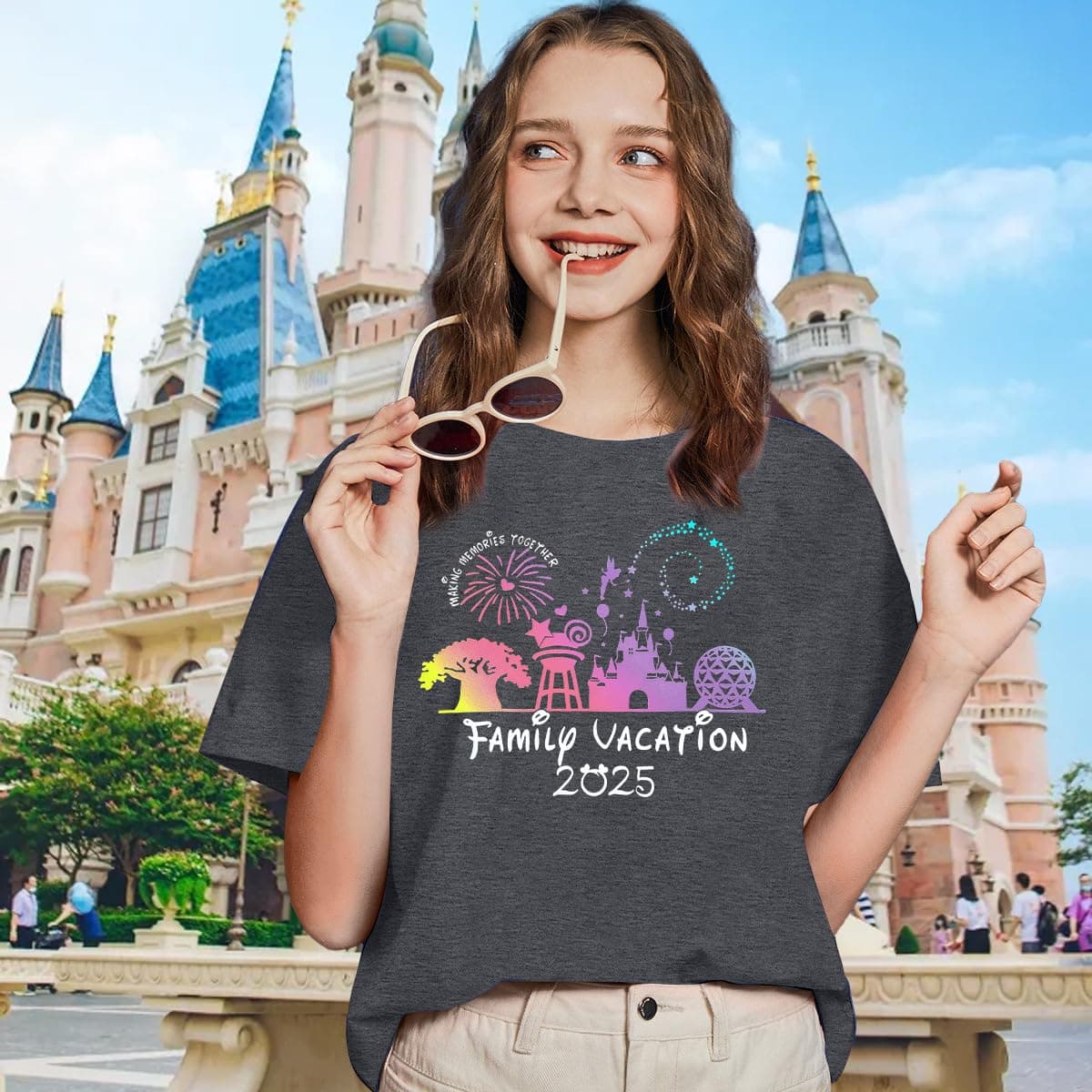 Family Vacation Shirts 2025 Family Matching Outfit Magical Animal Land Tshirt Family Trip Couples Travel Tops, Dark Grey, Medium thumbnail 3