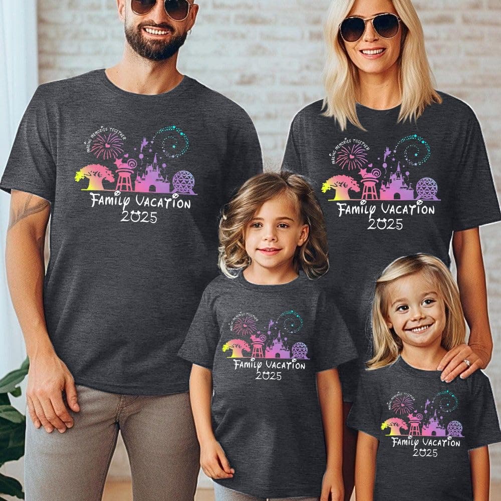 Family Vacation Shirts 2025 Family Matching Outfit Magical Animal Land Tshirt Family Trip Couples Travel Tops, Dark Grey, Medium thumbnail 4