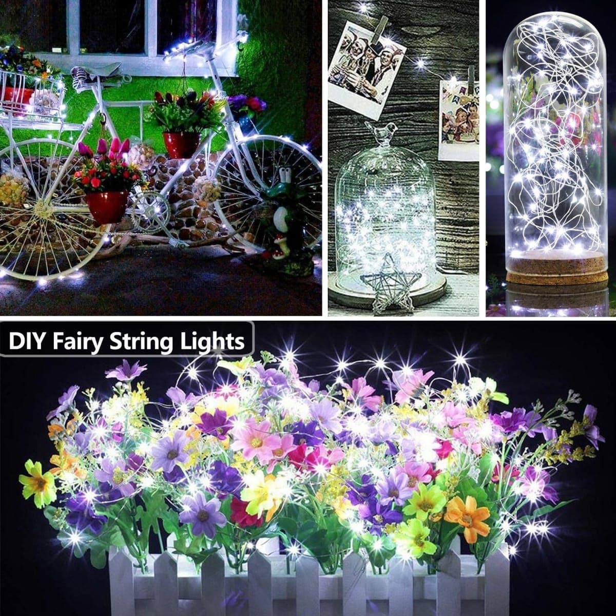 Joomer Battery String Lights, 2PACK Total 32FT 100 LED Battery Operated String Light, Twinkle Fairy Lights with Timer for Indoor Decor- Batteries not Included (White) thumbnail 3