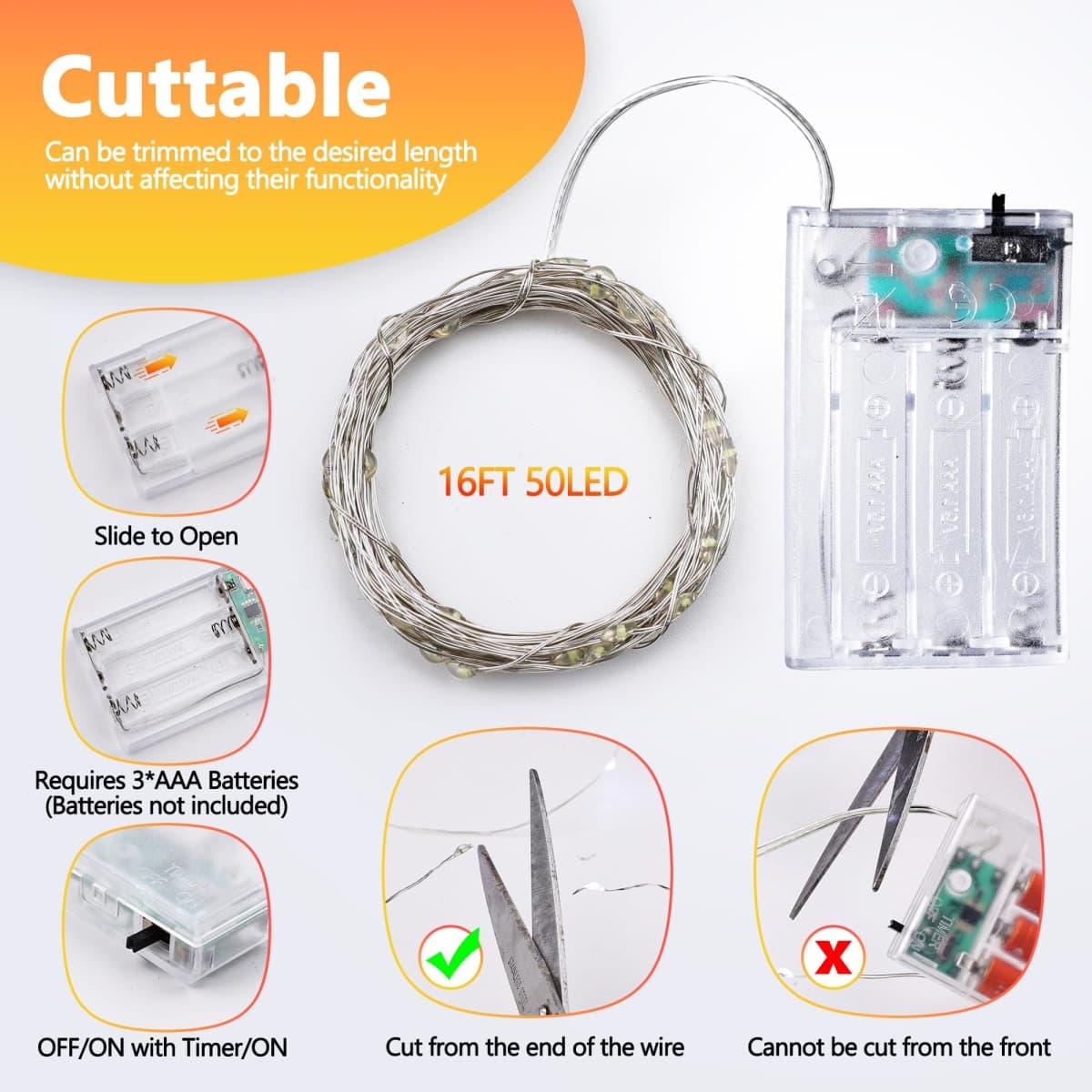 Joomer Battery String Lights, 2PACK Total 32FT 100 LED Battery Operated String Light, Twinkle Fairy Lights with Timer for Indoor Decor- Batteries not Included (White) thumbnail 5