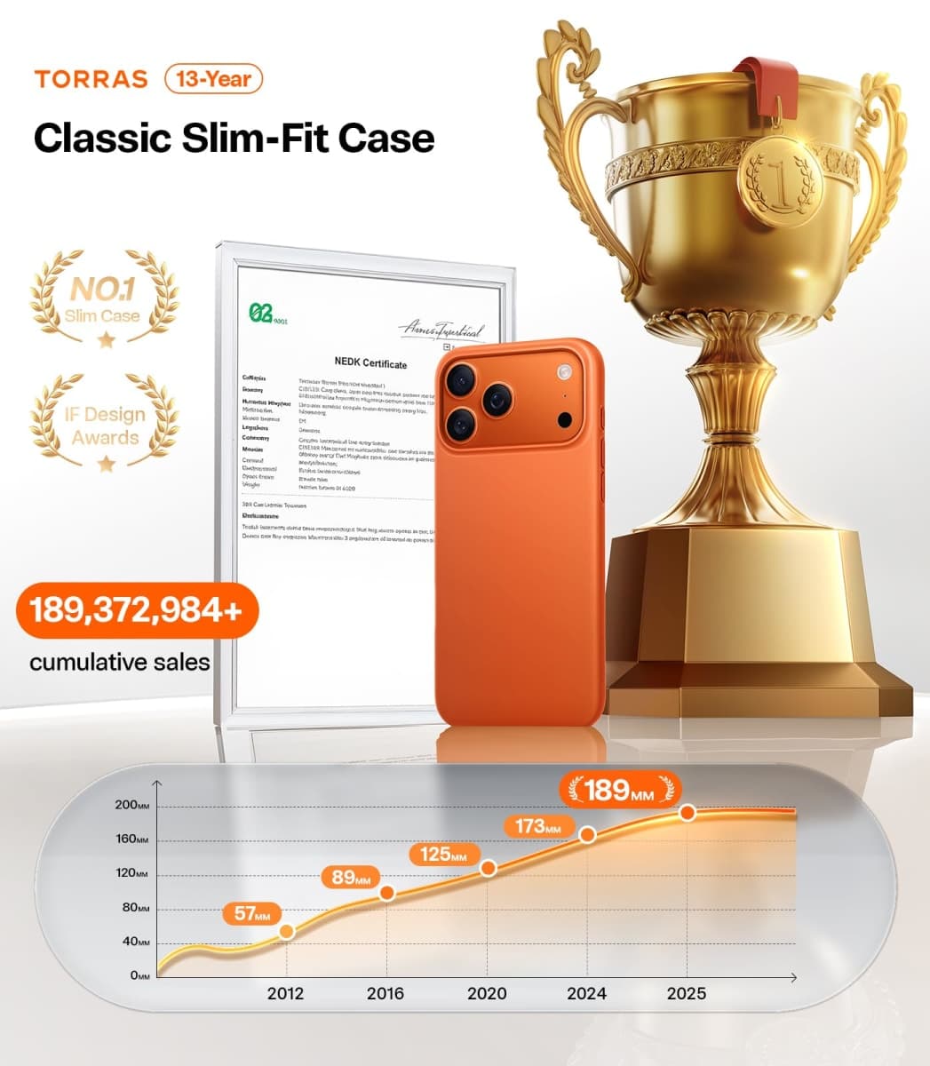 TORRAS Slim Fit for iPhone 17 Pro Max Case, Ultra Thin 17 Pro Max Case, Lightweight Matte Anti-Scratch Hard PC Cover Phone Case for iPhone 17 Pro Max 6.9 inch,Cosmic Orange thumbnail 2