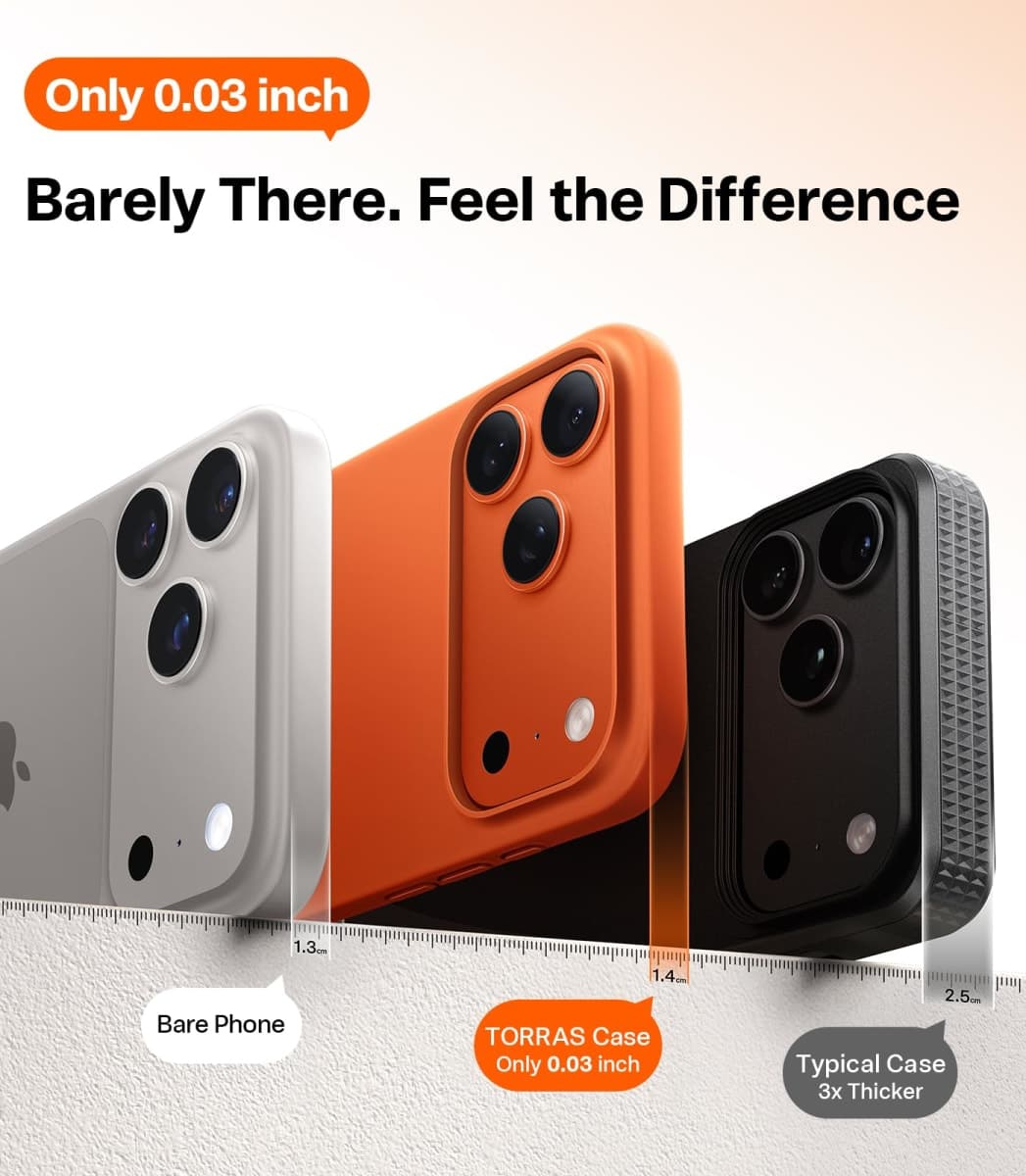 TORRAS Slim Fit for iPhone 17 Pro Max Case, Ultra Thin 17 Pro Max Case, Lightweight Matte Anti-Scratch Hard PC Cover Phone Case for iPhone 17 Pro Max 6.9 inch,Cosmic Orange thumbnail 3