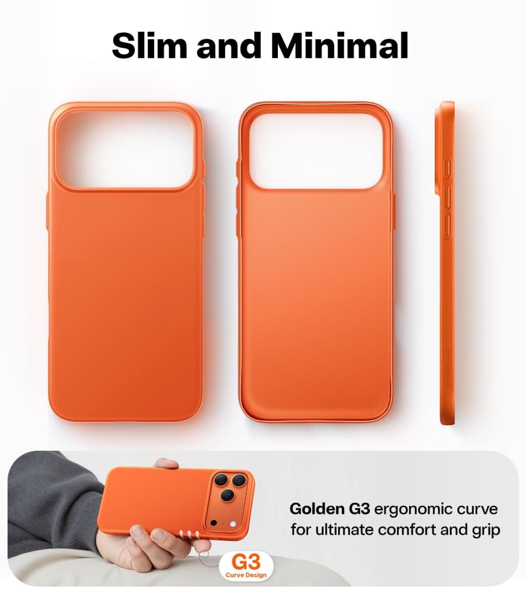 TORRAS Slim Fit for iPhone 17 Pro Max Case, Ultra Thin 17 Pro Max Case, Lightweight Matte Anti-Scratch Hard PC Cover Phone Case for iPhone 17 Pro Max 6.9 inch,Cosmic Orange thumbnail 4