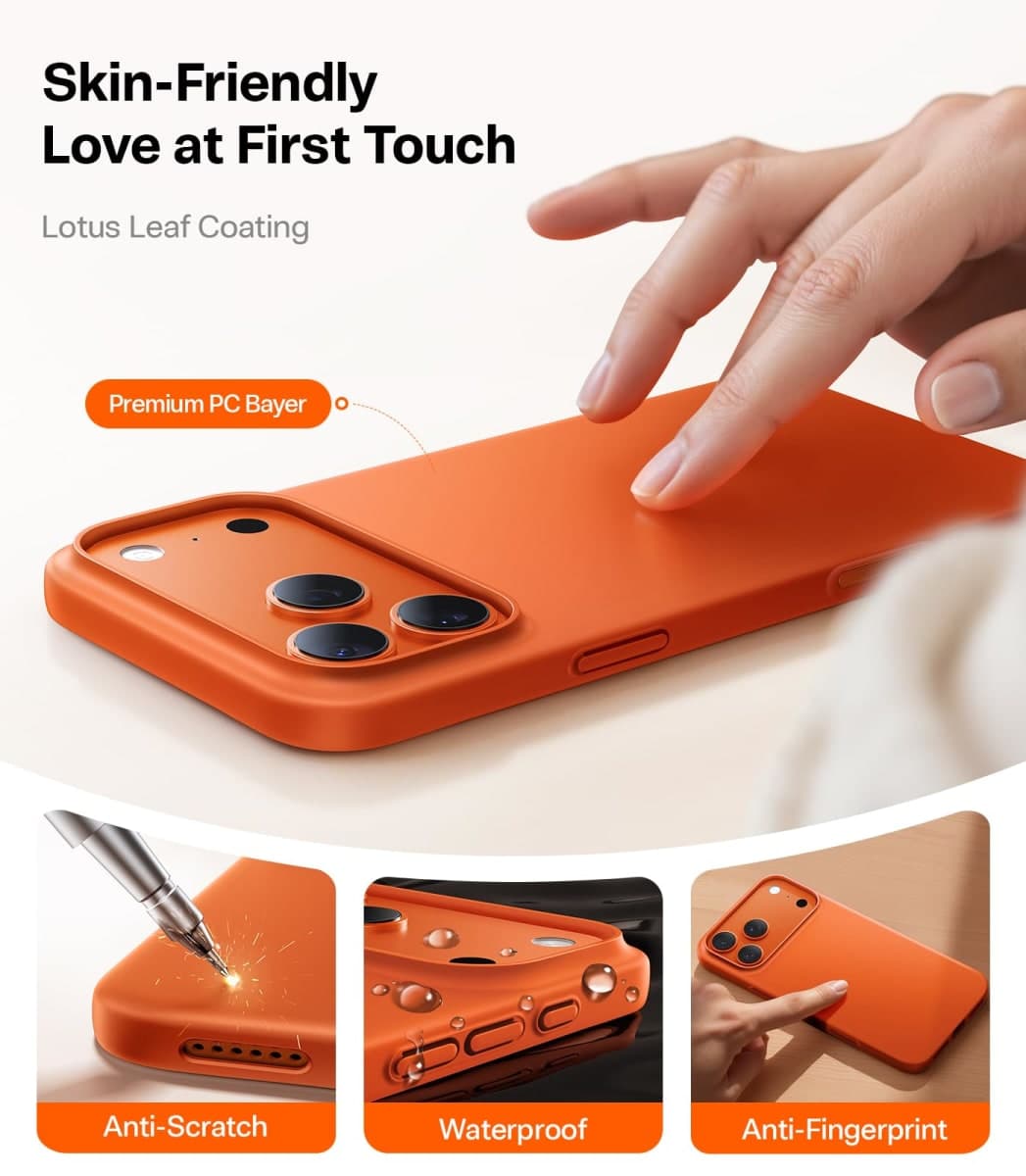 TORRAS Slim Fit for iPhone 17 Pro Max Case, Ultra Thin 17 Pro Max Case, Lightweight Matte Anti-Scratch Hard PC Cover Phone Case for iPhone 17 Pro Max 6.9 inch,Cosmic Orange thumbnail 5