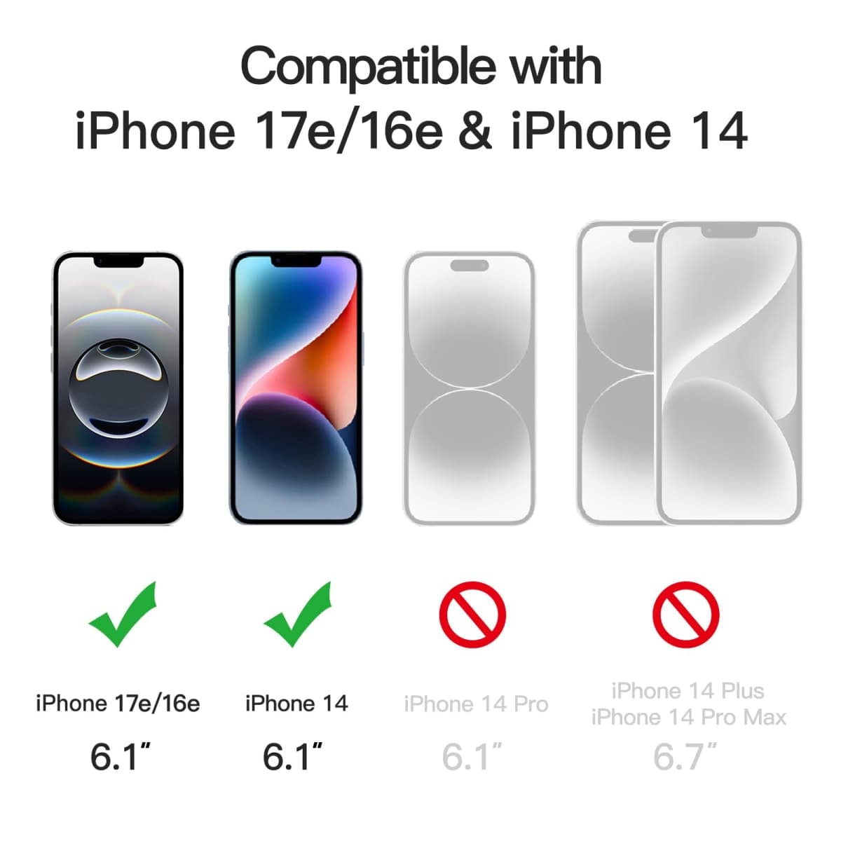 JETech Privacy Screen Protector for iPhone 17e (2026) / iPhone 16e / iPhone 14, Anti Spy Tempered Glass Film, 6.1-Inch Display, 2-Pack thumbnail 2