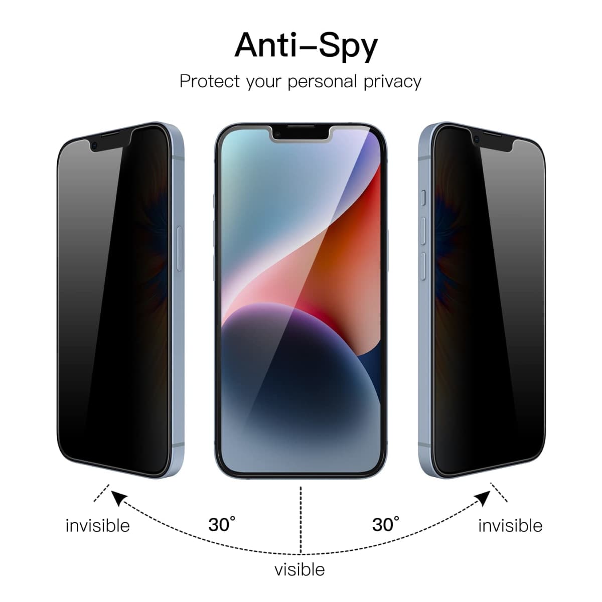 JETech Privacy Screen Protector for iPhone 17e (2026) / iPhone 16e / iPhone 14, Anti Spy Tempered Glass Film, 6.1-Inch Display, 2-Pack thumbnail 3
