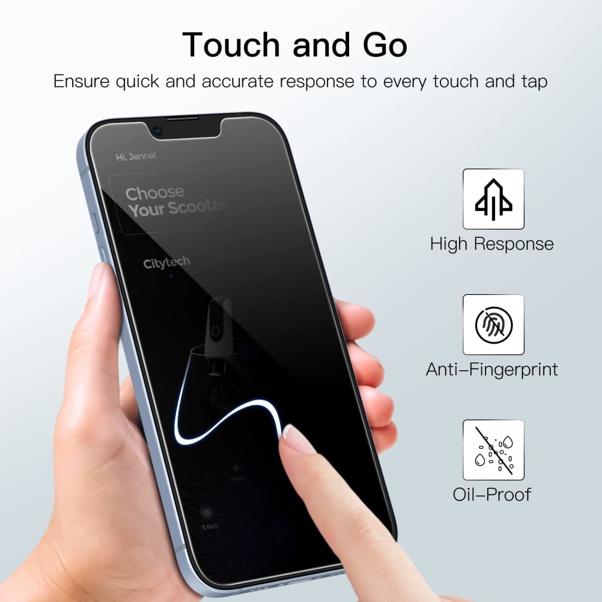 JETech Privacy Screen Protector for iPhone 17e (2026) / iPhone 16e / iPhone 14, Anti Spy Tempered Glass Film, 6.1-Inch Display, 2-Pack thumbnail 5
