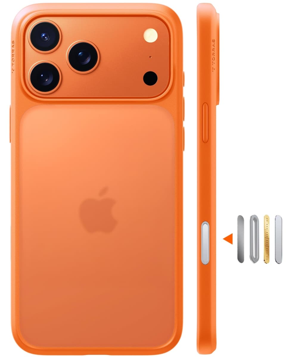 TORRAS Shockproof for iPhone 17 Pro Max Case with Camera Control Button, [12FT Military Grade Drop Protection] Enhanced Grip & Soft Touch Translucent 17 Pro Max Case with DIY Buttons, Cosmic Orange — image 1