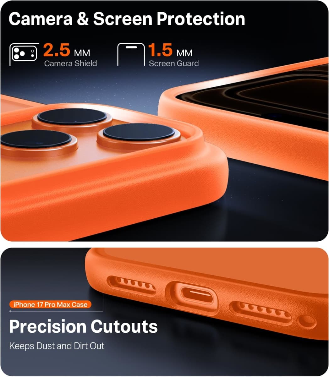 TORRAS Shockproof for iPhone 17 Pro Max Case with Camera Control Button, [12FT Military Grade Drop Protection] Enhanced Grip & Soft Touch Translucent 17 Pro Max Case with DIY Buttons, Cosmic Orange thumbnail 4