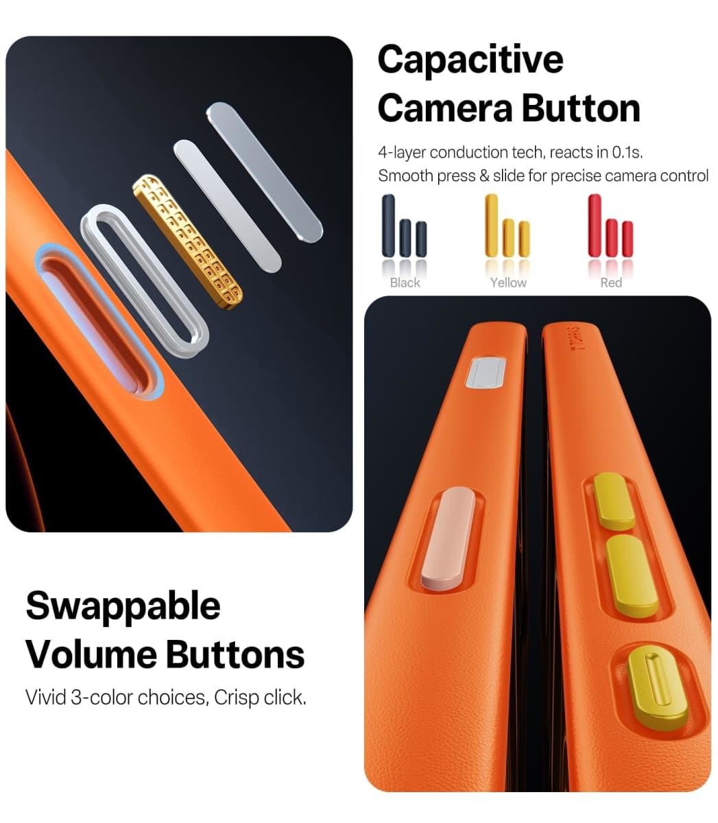 TORRAS Shockproof for iPhone 17 Pro Max Case with Camera Control Button, [12FT Military Grade Drop Protection] Enhanced Grip & Soft Touch Translucent 17 Pro Max Case with DIY Buttons, Cosmic Orange thumbnail 5