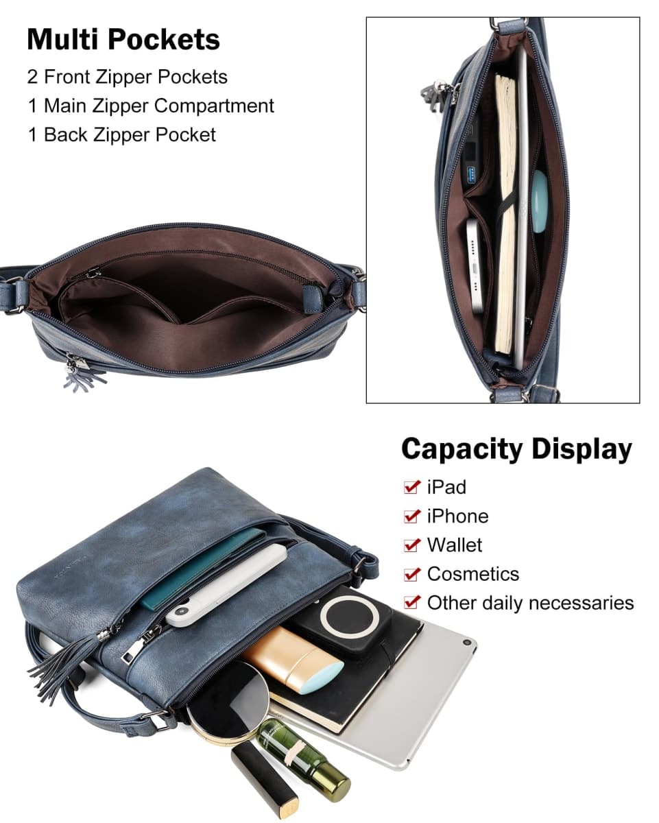 MASINTOR Crossbody Bags for Women, Lightweight Medium Crossbody Purse, Soft Leather Women's Shoulder Handbags with Tassel for Shopping or Travel thumbnail 3