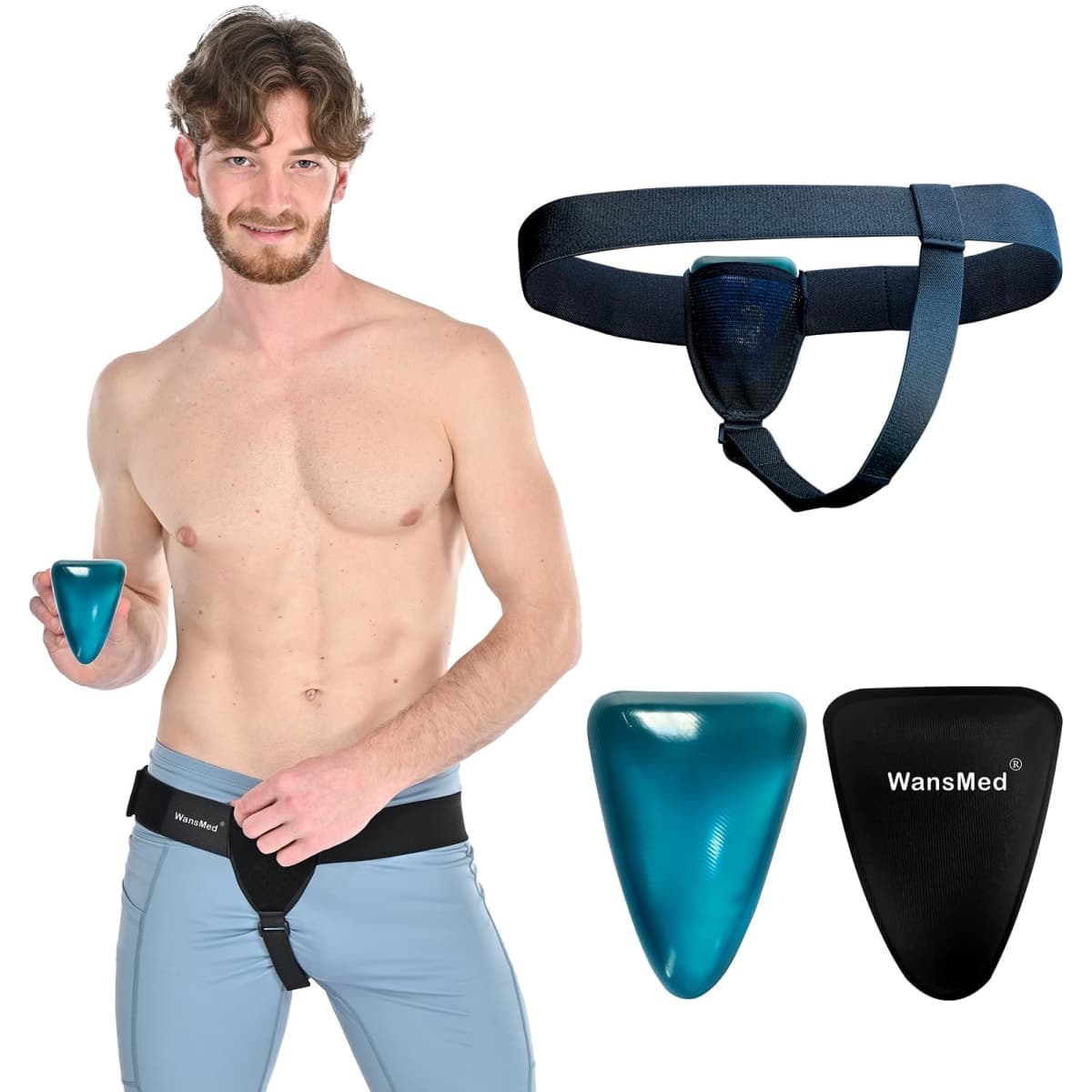 WansMed Inguinal Hernia Belt for Men & Women | Hernia Support for Men | Left/Right Side | 2 Compression Pads, S/M