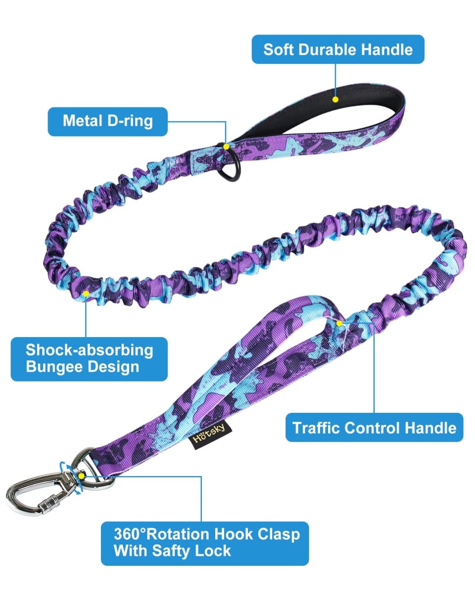 Hotsky Tactical Dog Collar and Leash Set, Heavy Duty Military Airtag Dog Collar with Handle and Metal Buckle for Training and Walking, with Airtag Holder and Two Patches(Purple Camo, L) thumbnail 5