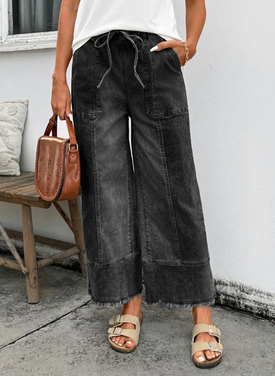 SHEWIN 2026 Summer Wide Leg Jeans Women Straight Leg Loose Fit Jeans for Women Trendy Denim Pants Bristol Black Size 12 thumbnail 2