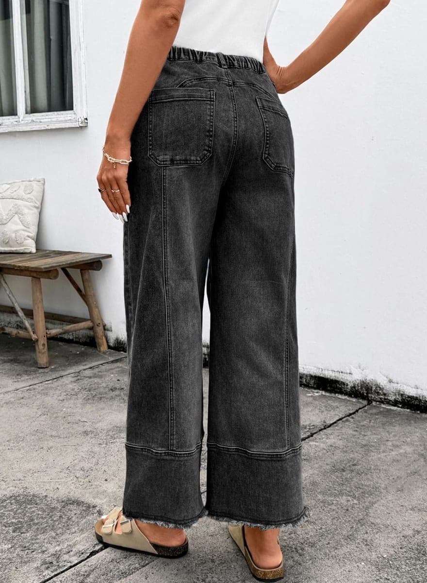 SHEWIN 2026 Summer Wide Leg Jeans Women Straight Leg Loose Fit Jeans for Women Trendy Denim Pants Bristol Black Size 12 thumbnail 4