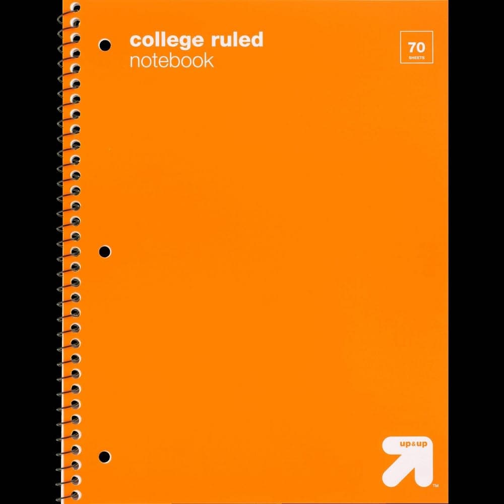 College Ruled Orange 1 Subject Flexible Plastic Cover Spiral Notebook - up&up™: 70 Pages, 3 Hole Punched, Tween & Teen — image 1