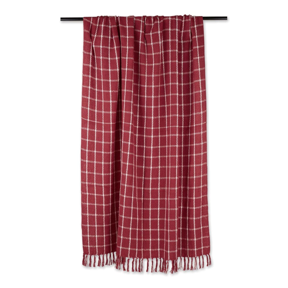 DII Transitional Checked Plaid Woven Throw, 50x60, Barn Red thumbnail 2