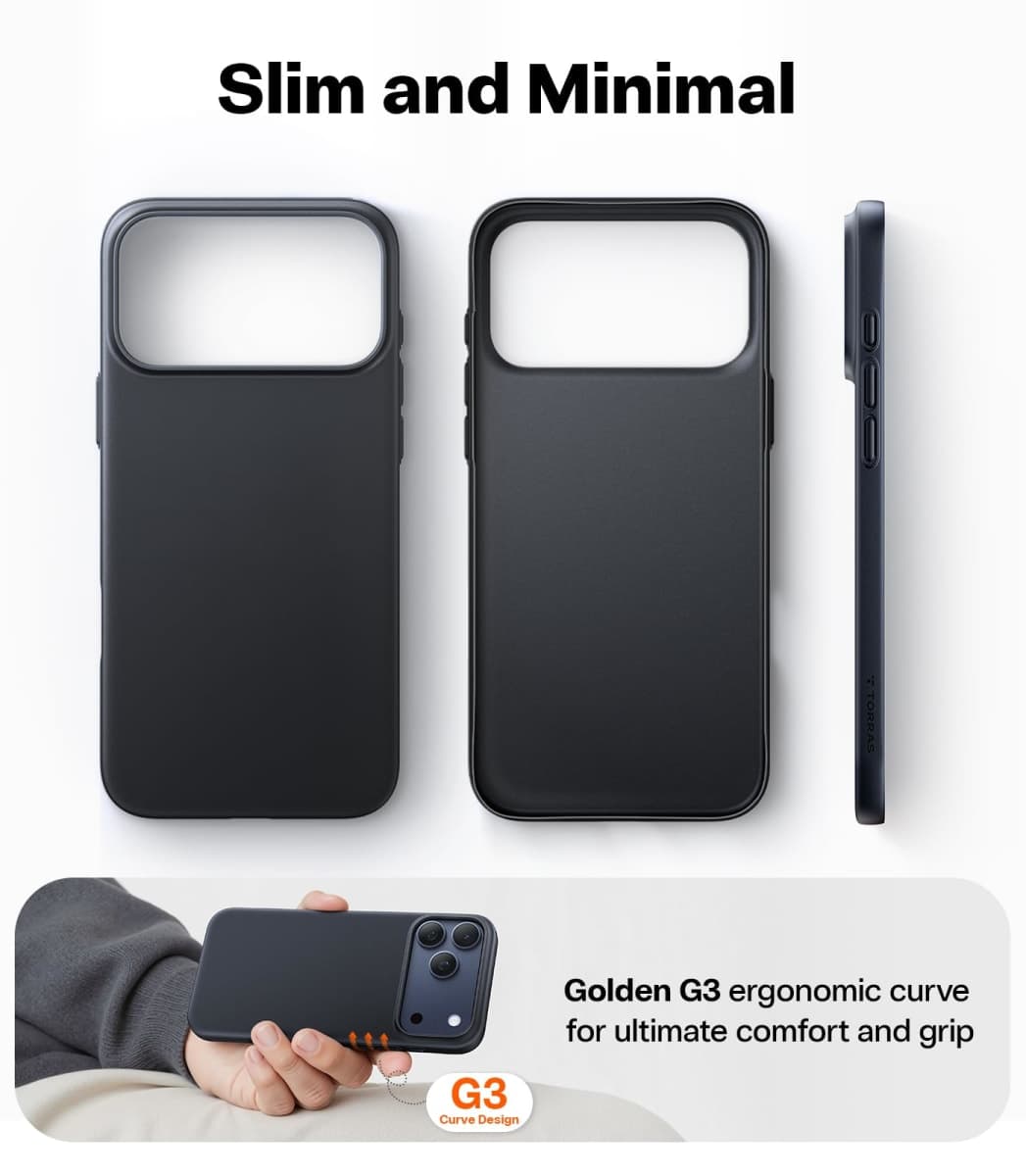 TORRAS Slim Fit for iPhone 17 Pro Max Case, Ultra Thin 17 Pro Max Case, Lightweight Matte Anti-Scratch Hard PC Cover Phone Case for iPhone 17 Pro Max 6.9 inch, Black thumbnail 4