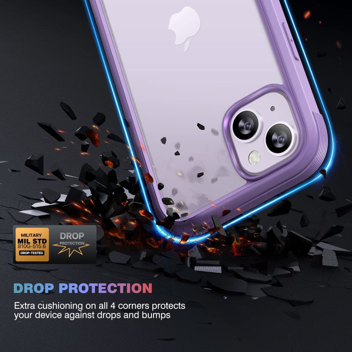 Diaclara Designed for iPhone 14 Case, Full Body Rugged with Built-in Touch Sensitive Anti-Scratch Screen Protector, Soft TPU Bumper Case for iPhone 14 6.1", Purple thumbnail 3