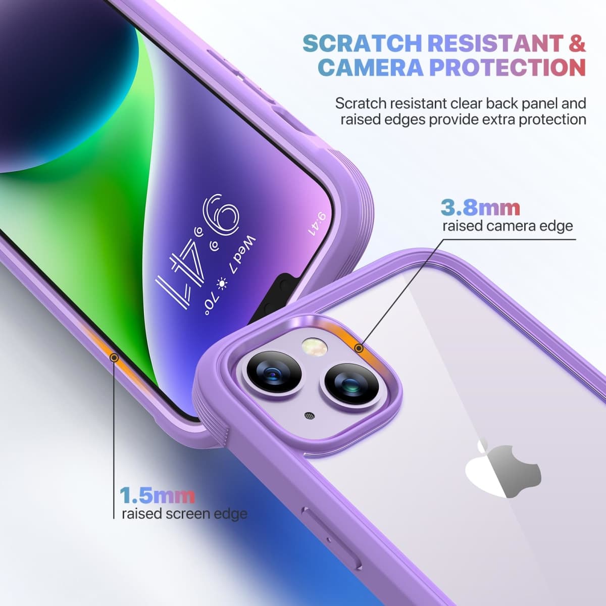 Diaclara Designed for iPhone 14 Case, Full Body Rugged with Built-in Touch Sensitive Anti-Scratch Screen Protector, Soft TPU Bumper Case for iPhone 14 6.1", Purple thumbnail 5