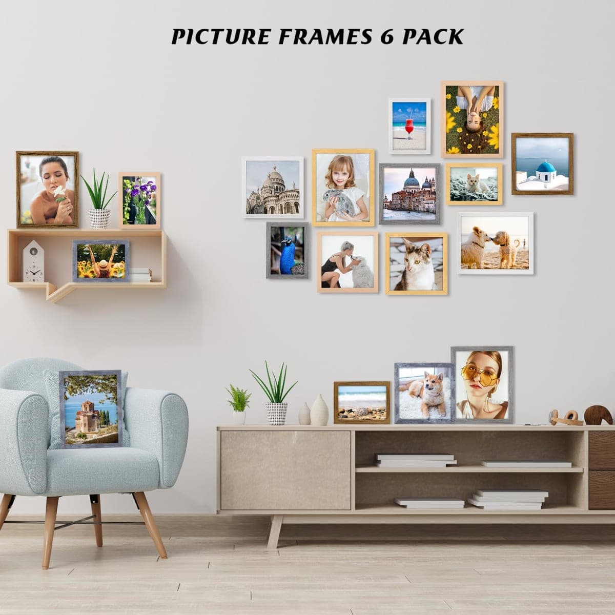 JDZIVTOP 7x9 Picture Frame White, Rustic Natural 9x7in Photo/Portrait/Poster/Art Frame, Wall Hanging/Tabletop, Horizontal/Vertical Display Gallery Family Wedding Memorial Pic Frame Gift thumbnail 2