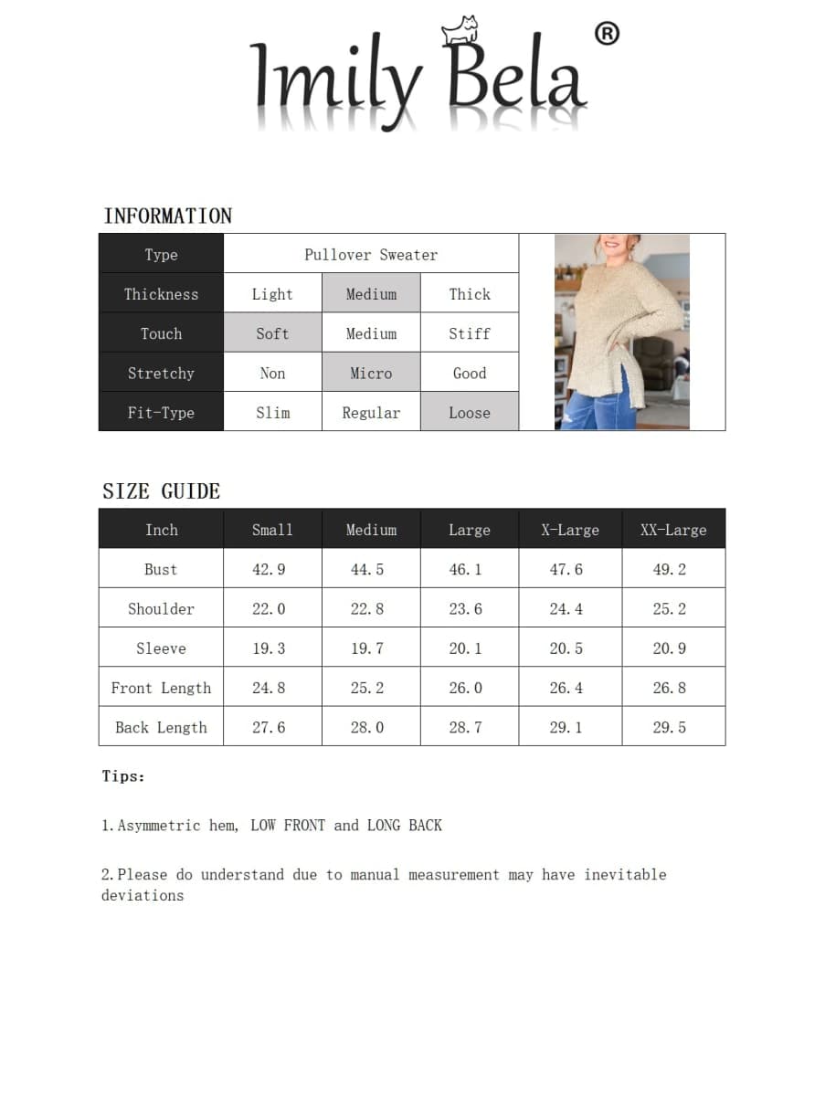 Imily Bela Womens Fuzzy Knitted Sweater Sherpa Fleece Side Slit Full Sleeve Jumper Outwears, White, Large thumbnail 5