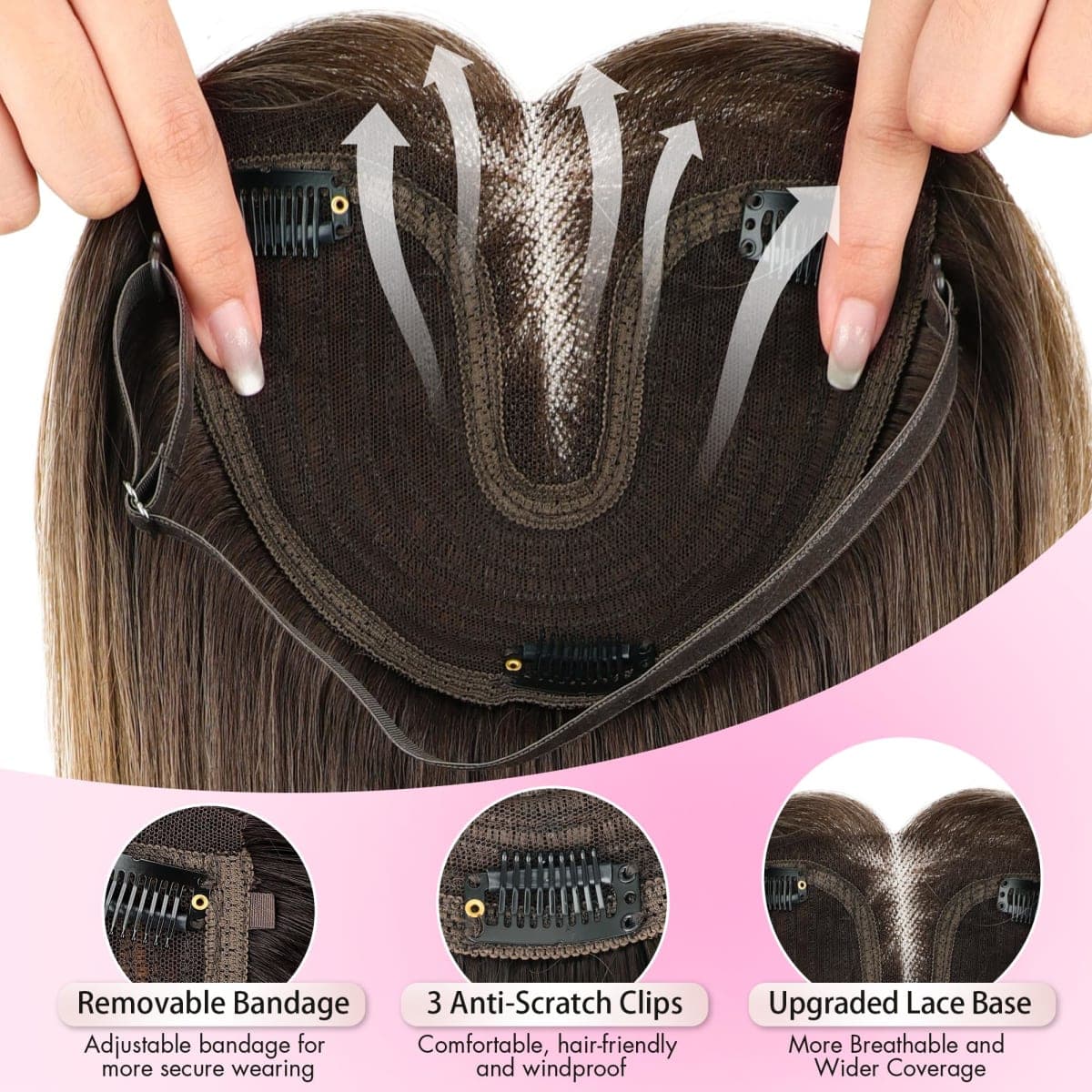 Isaic Hair Toppers for Women 24 Inch Synthetic Hair Pieces, 360° Clips In and Adjustable Bandage Layered Toppers, Toppers Hair Pieces Add Volume for Thinning Hair and Daily Use (Ombre Blonde) thumbnail 2