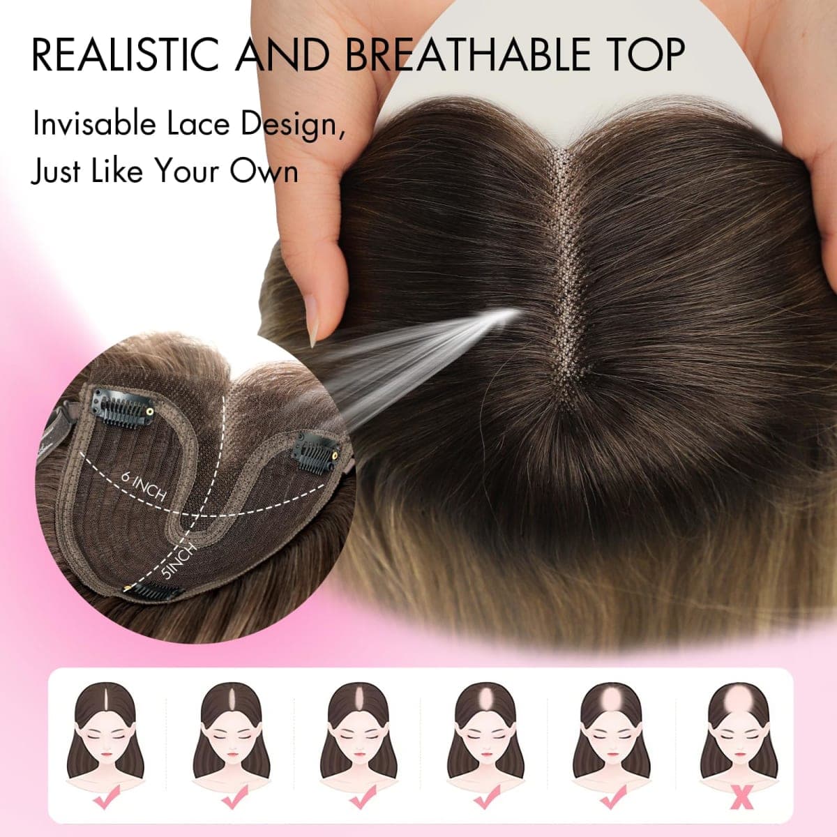 Isaic Hair Toppers for Women 24 Inch Synthetic Hair Pieces, 360° Clips In and Adjustable Bandage Layered Toppers, Toppers Hair Pieces Add Volume for Thinning Hair and Daily Use (Ombre Blonde) thumbnail 3