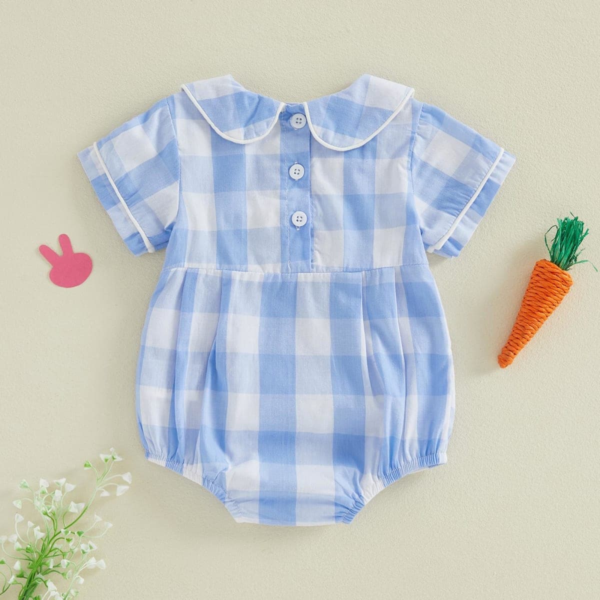 JLKGICF My First Easter Baby Boy Outfit Bunny Embroidery Sailor Collar Jumpsuit Romper Newborn Infant Boy Clothes, Blue, 12-18 Months thumbnail 5