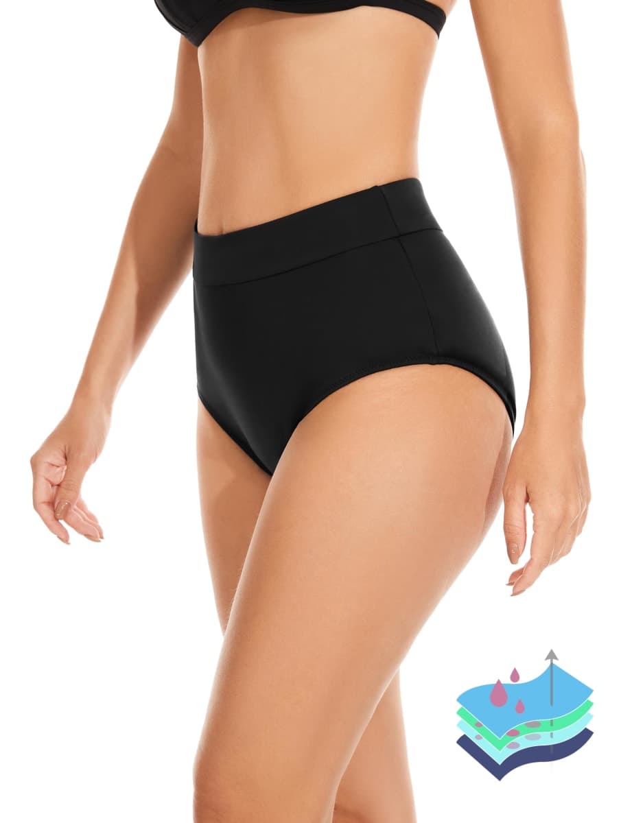 OVRUNS Period Swimwear Leakproof Bikini Brief Bottoms Waterproof Menstrual Swim Bottoms for Teens, Girls, Women Black XXL — image 1