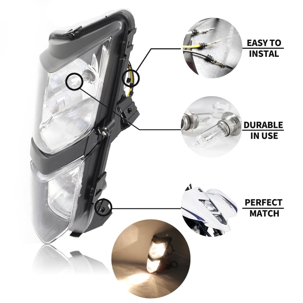 NEOCHIAEVO Motorcycle 12V/25W Dual Twin Headlights Headlamp Assembly Fit for Suzuki ATV 2003-2008 Quadsport LT-Z400 LT-Z400Z, for Kawasaki 2003-2006 KFX400 KSF400 thumbnail 3