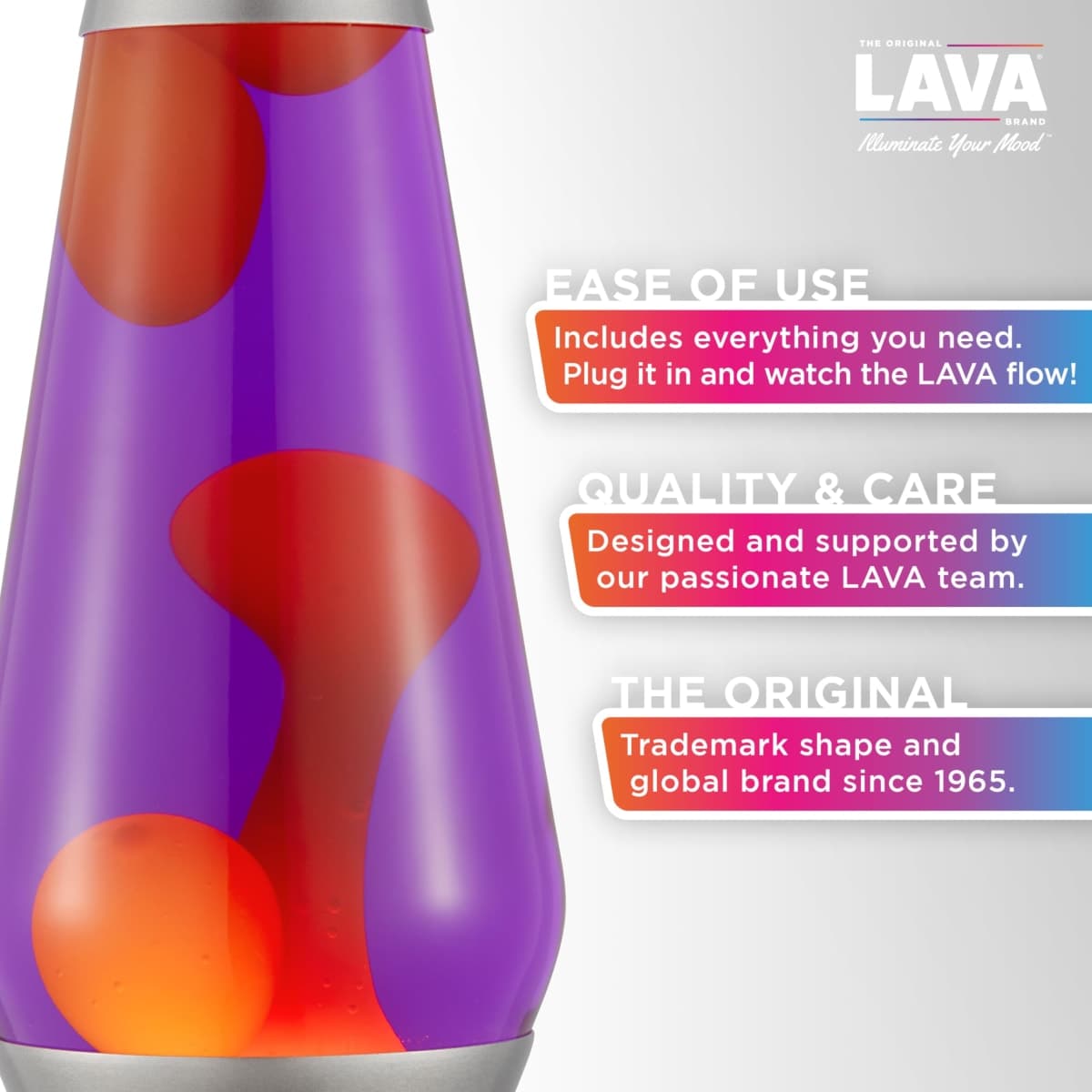 Lava® Lamp - Large 52oz 16.3" - Vivid Twilight - The Original Motion Light - Orange Lava and Purple Liquid - Item #5119 (Amazon Exclusive) thumbnail 2