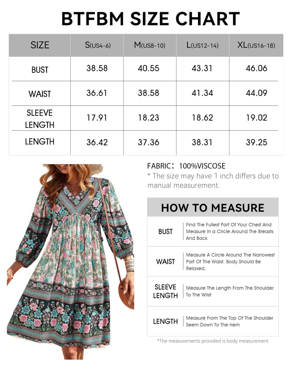 BTFBM Women Casual Spring Summer Dresses V Neck 3/4 Long Sleeve Ruffle Floral Flowy Boho Babydoll Mini Beach Dress(Floral White Red, Small) thumbnail 5
