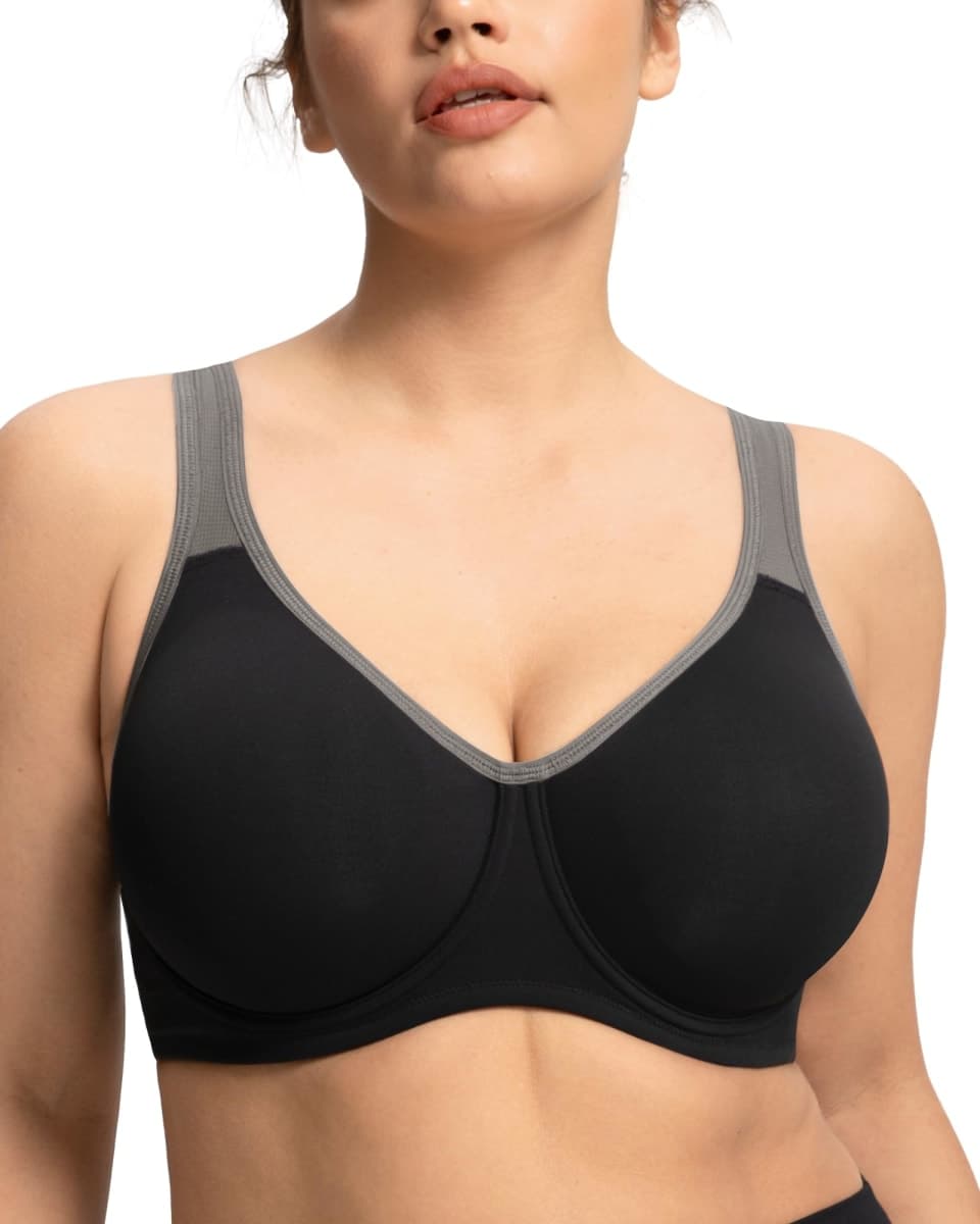 HSIA Sports Bra for Women High Support Large Bust Outside Underwire Adjustable Racerback Unlined Full Coverage Sports Bra thumbnail 2