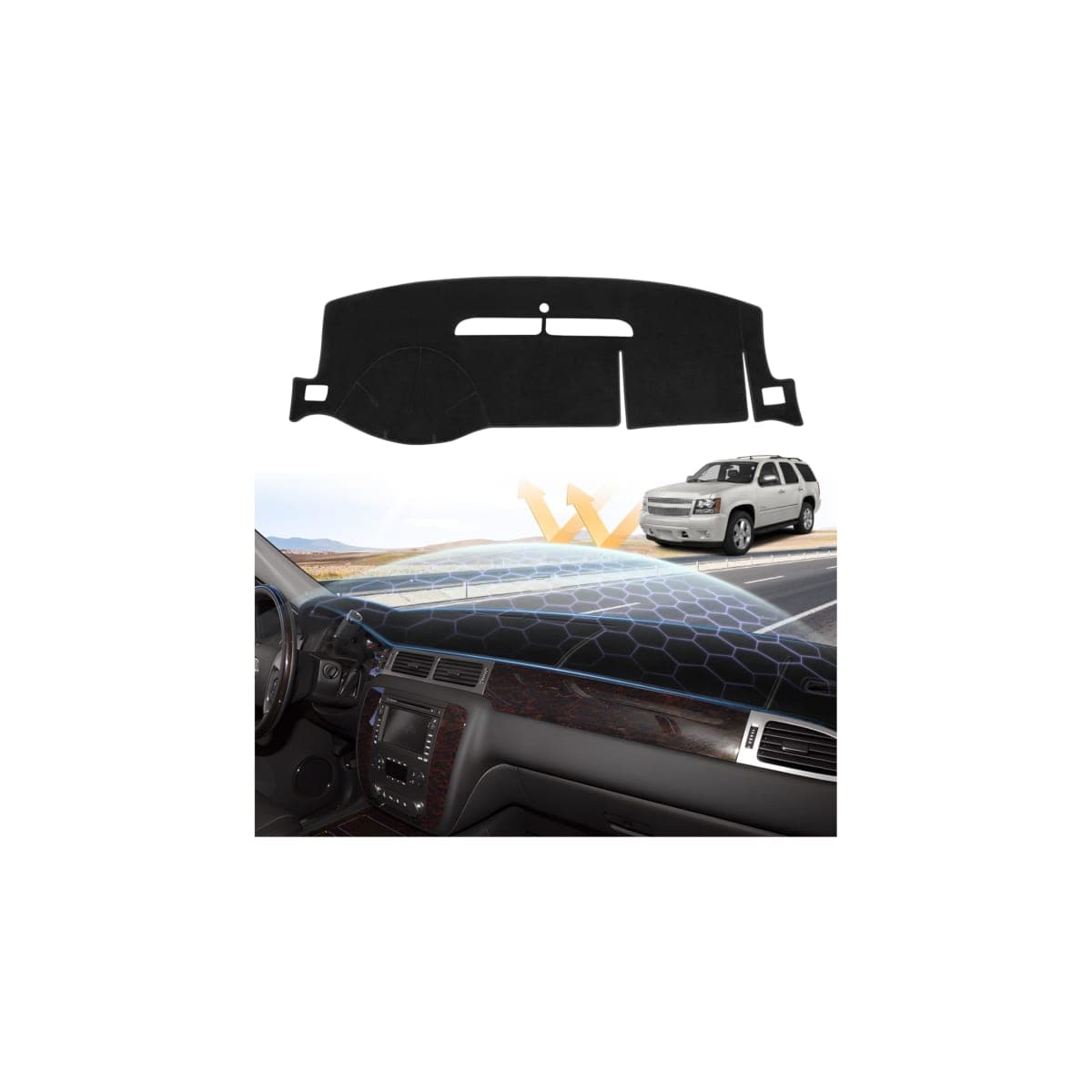 Sunsdrew Dash Cover for 2007-2014 Chevy Chevrolet Suburban/Tahoe Dashboard Cover Mat — image 1