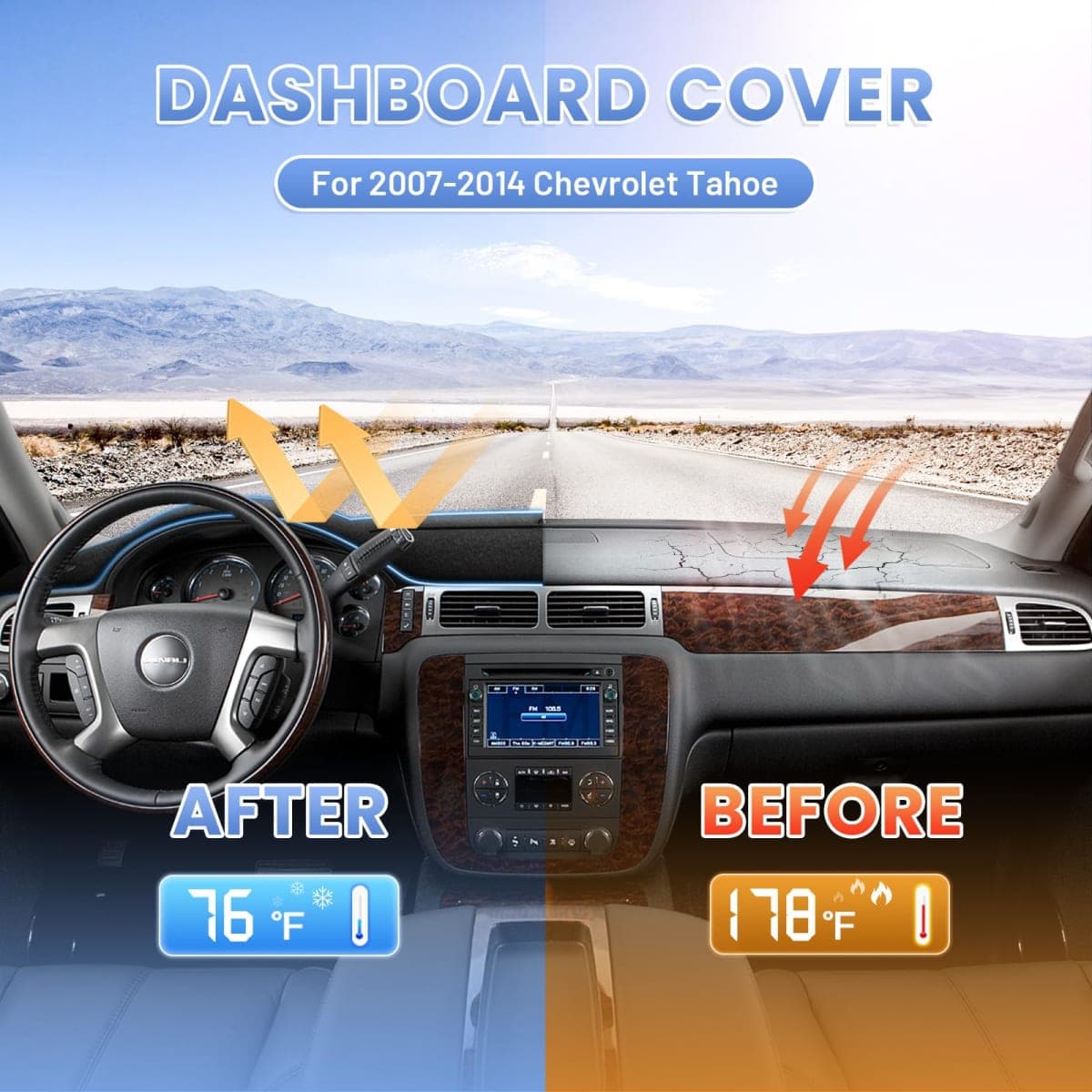 Sunsdrew Dash Cover for 2007-2014 Chevy Chevrolet Suburban/Tahoe Dashboard Cover Mat thumbnail 2
