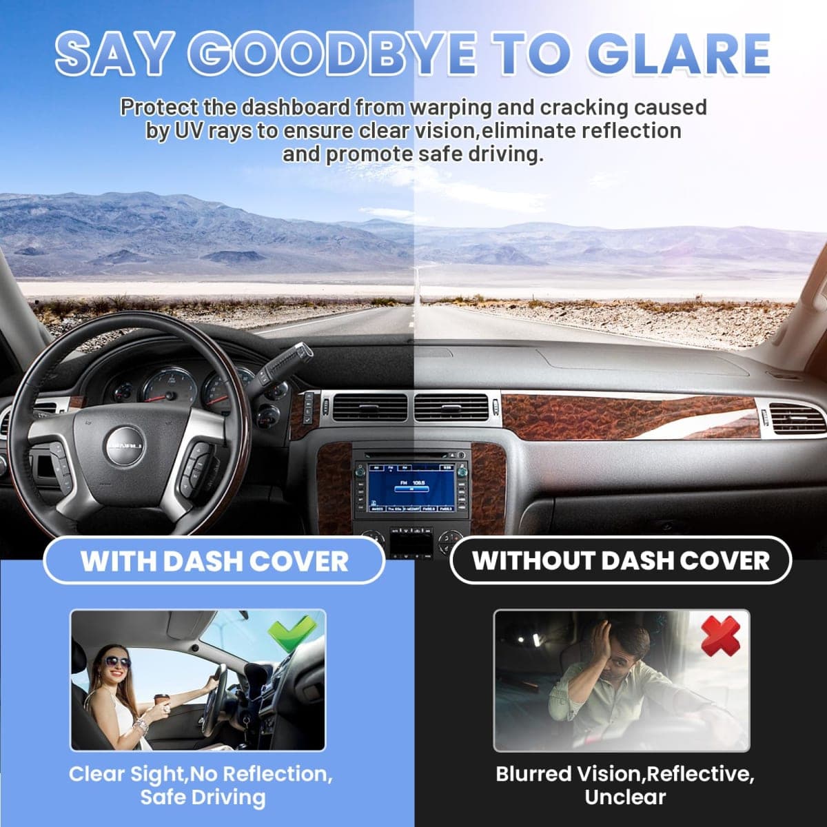 Sunsdrew Dash Cover for 2007-2014 Chevy Chevrolet Suburban/Tahoe Dashboard Cover Mat thumbnail 5