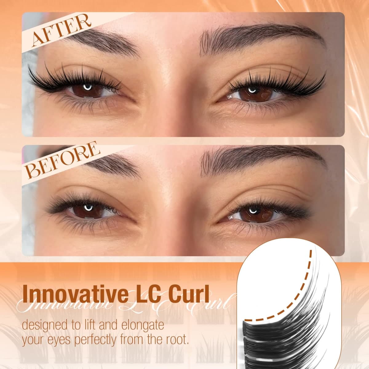 Mavphnee Fox Eye Lash Clusters LC-Curly Eyelash Clusters Wet Look Cat Eye Lash Extensions Fairy Cluster Eyelash Extensions Left & Right Cluster Lashes 90 Pcs DIY Lash at Home thumbnail 2