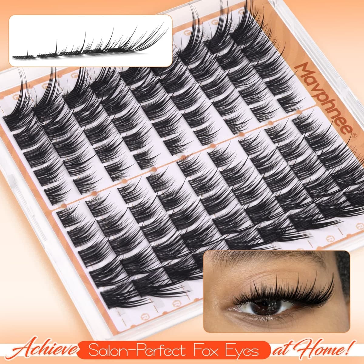 Mavphnee Fox Eye Lash Clusters LC-Curly Eyelash Clusters Wet Look Cat Eye Lash Extensions Fairy Cluster Eyelash Extensions Left & Right Cluster Lashes 90 Pcs DIY Lash at Home thumbnail 5