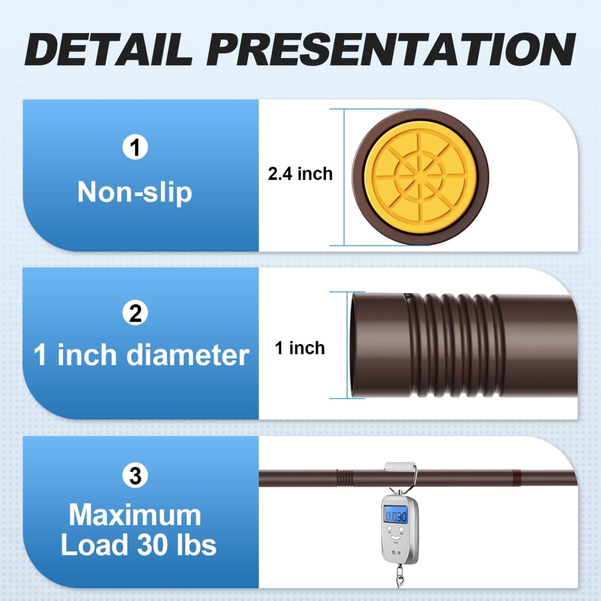 CorkLatta Bronze Shower Curtain Rod, 12 to 80 Inch, 1 Inch Diameter, Adjustable Spring Tension, Stainless Steel Telescopic Rod, Easy Installation, No Rust thumbnail 3